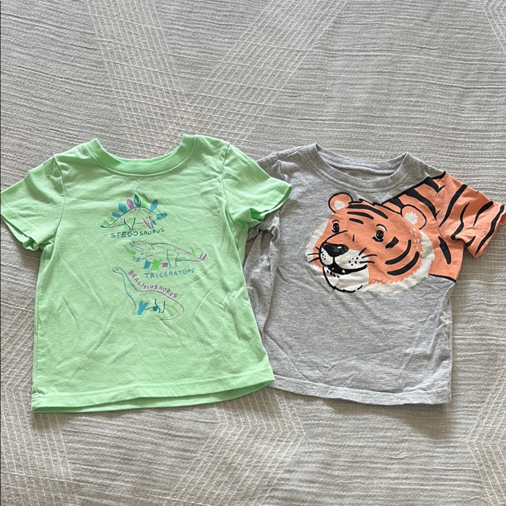 Cat & Jack and Carter’s 18months Dinosaur and Tiger Graphic T-Shirts bundle